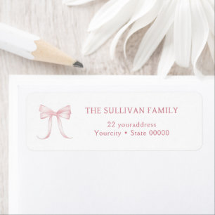 Watercolor pink bow return address label