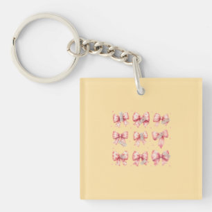 Watercolor Pink Bow Ribbon Washi Tape Collection Key Ring