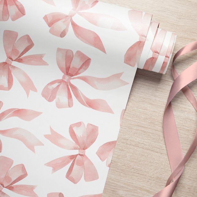 Watercolor Pink Bow Wrapping Paper (Creator Uploaded)