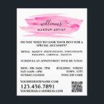 Watercolor Pink Brushstroke Makeup Artist Flyer<br><div class="desc">Script Watercolor Pink Brushstroke Makeup Artist Advertising Flyers By The Business Card Store.</div>