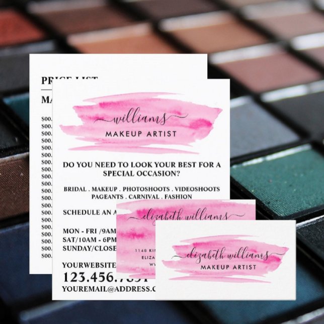 Watercolor Pink Brushstroke Makeup Artist Flyer (Creator Uploaded)