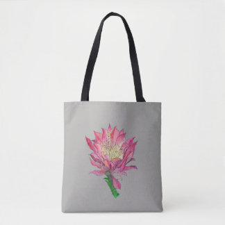 Watercolor Pink Cactus Flower Print Bag