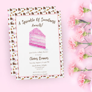 Watercolor Pink Cake & Desserts Baby Shower  Invitation