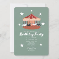Watercolor pink Carousel Birthday