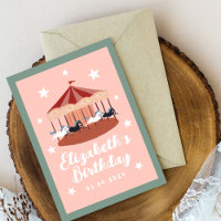 Watercolor pink Carousel Birthday