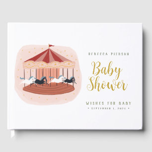 Watercolor Pink Carousel  Guest Book
