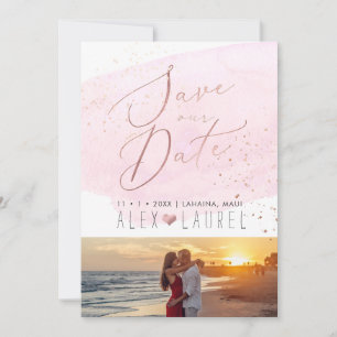 Watercolor Pink Champagne Bubbles Save the Date Invitation