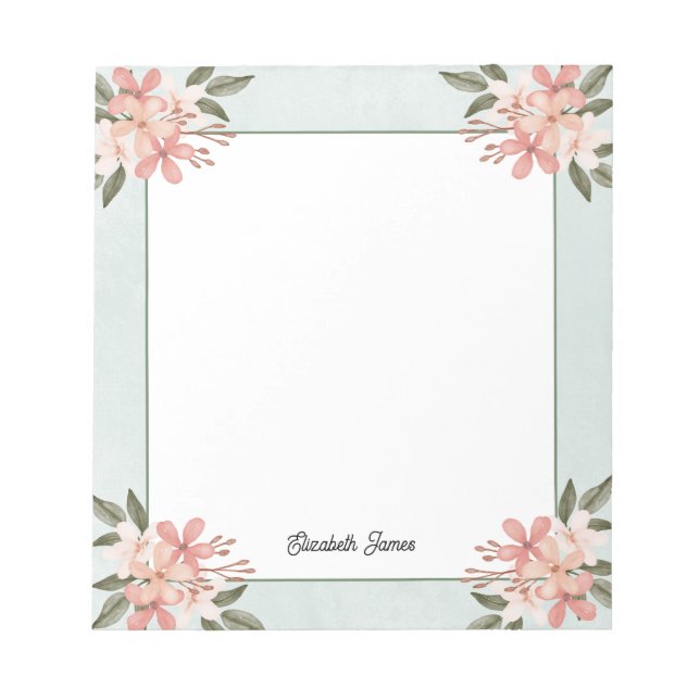 Watercolor Pink Cheery Botanical Personalised Notepad (Front)
