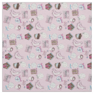 Watercolor Pink Christmas inspired Fabric