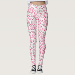 Watercolor Pink Christmas Leggings
