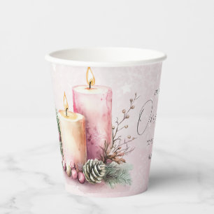 watercolor Pink Christmas Ornament ball birthday  Paper Cups