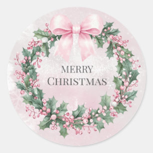watercolor Pink Christmas Santa 1st birthday Classic Round Sticker