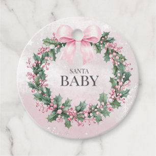 watercolor Pink Christmas Santa 1st birthday  Favour Tags