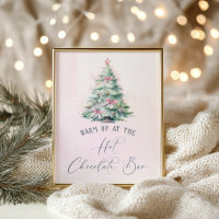 Watercolor pink Christmas tree hot chocolate bar