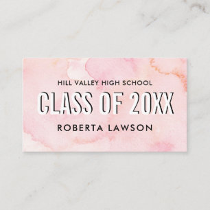 Watercolor pink Class Graduation Name Social Icon Business Card