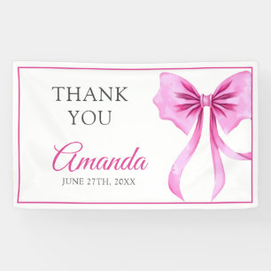 Watercolor Pink Coquette Bow Sweet 16 Birthday Banner