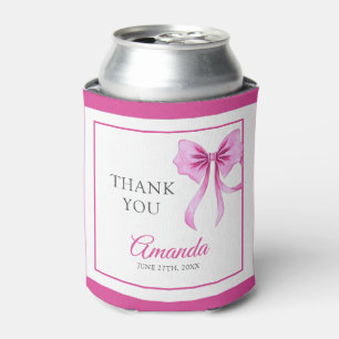 Watercolor Pink Coquette Bow Sweet 16 Birthday Can Cooler