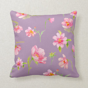 Watercolor Pink Cosmos Pillow Cushions