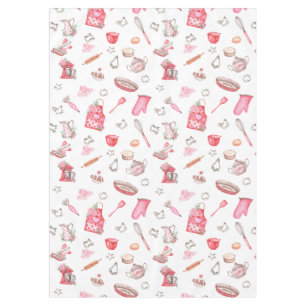 Watercolor Pink Cute Baking Pattern Kitchen Tablecloth