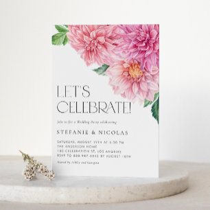 Watercolor Pink Dahlia Wedding Wedding Party Invitation