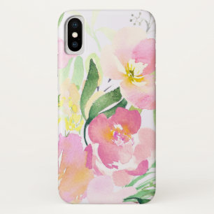 Watercolor Pink Dainty Flowers Personalised iPhone X Case