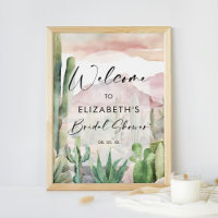 Watercolor Pink Desert Nature Cactus Welcome