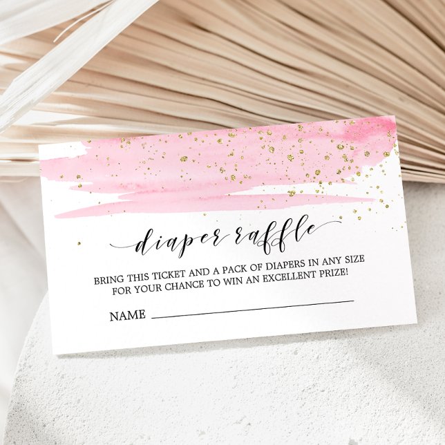 Watercolor Pink Diaper Raffle Invitation Insert (Creator Uploaded)
