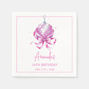 Watercolor Pink Disco Coquette Sweet 16 Birthday Napkin