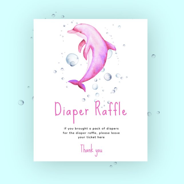 Watercolor pink dolphin - Diaper Raffle game Poster (Creator Uploaded)