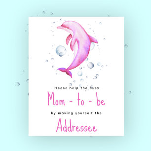 Watercolor pink dolphin - Mum to be addressee Poster
