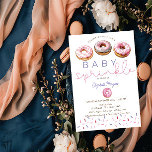 Watercolor Pink Doughnuts Baby Sprinkle Baby Showe Invitation