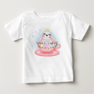 WATERCOLOR PINK EASTER BUNNY SITTING IN TEACUP BABY T-Shirt