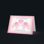 Watercolor Pink Elephant Twins 1st Birthday Card<br><div class="desc">Personalised pink elephant 1st birthday twins card. It features two pink watercolor elephants on the front of the greeting card with a pink watercolor heart that says "1st Birthday". You will be able to easily personalise the front with the children's names. The inside card message and the back of the...</div>