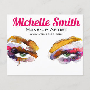 Watercolor pink eye makeup branding flyer