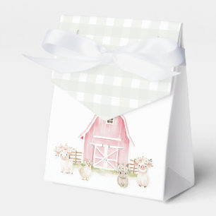Watercolor Pink Farm Animals Baby Shower Favor Box