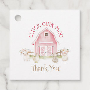 Watercolor Pink Farm Animals Baby Shower Favour Ta Tags