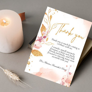Watercolor pink first holy communion thank you card