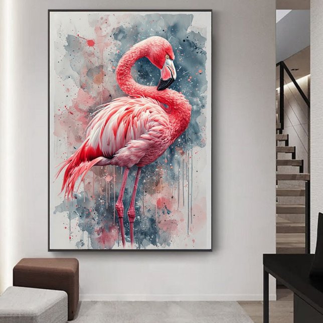 Watercolor Pink Flamingo Art Poster (Creator Uploaded)