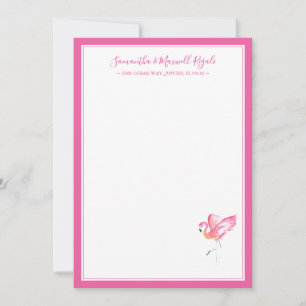 Watercolor Pink Flamingo Personal Stationery Card