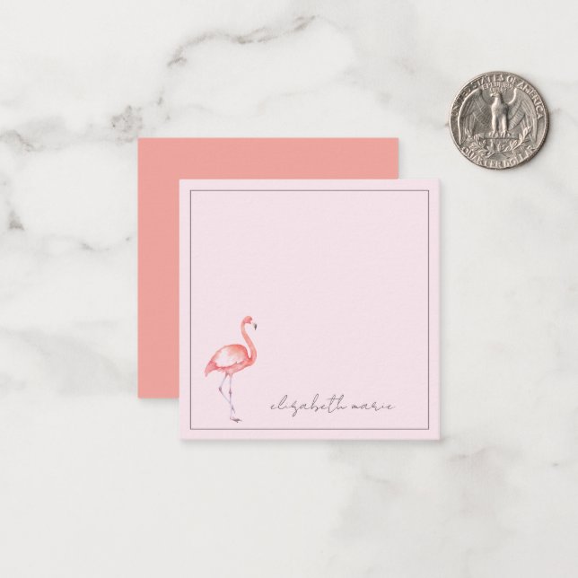 Watercolor Pink Flamingo Personalised Card (Front/Back In Situ)