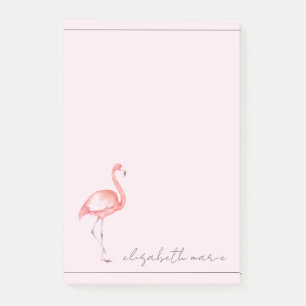 Watercolor Pink Flamingo Personalized Post-it Notes