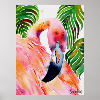 Watercolor Pink Flamingo Poster