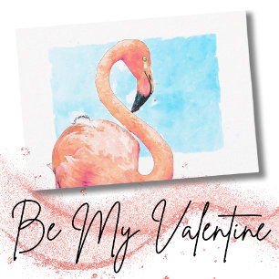 Watercolor Pink Flamingo School Valentine's Day Card