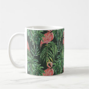 Watercolor pink flamingos, exotic birds, tropical  coffee mug