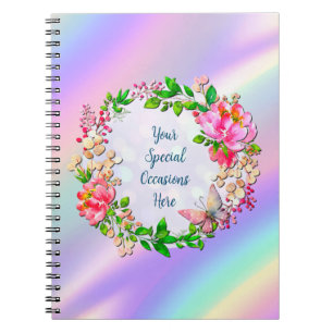 Watercolor Pink Floral and Butterfly Spring Throw Notebook