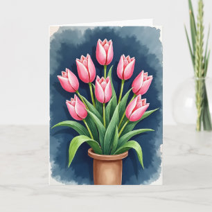 Watercolor Pink Floral Art Card