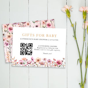 Watercolor Pink Floral Baby Shower Registry Enclosure Card