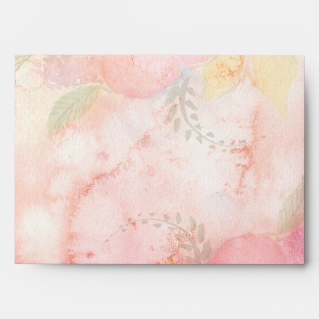 Watercolor Pink Floral Background Envelope (Front)