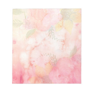 Watercolor Pink Floral Background Notepad
