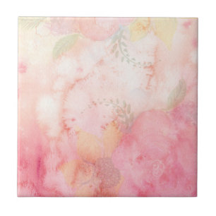 Watercolor Pink Floral Background Tile